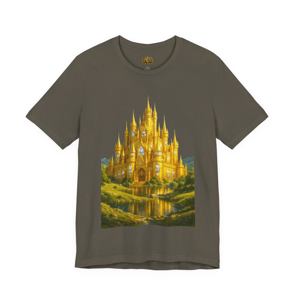 PRB Golden Fantasy Castle Tee | Magical Kingdom Illustration, Fairytale Scene by Printify