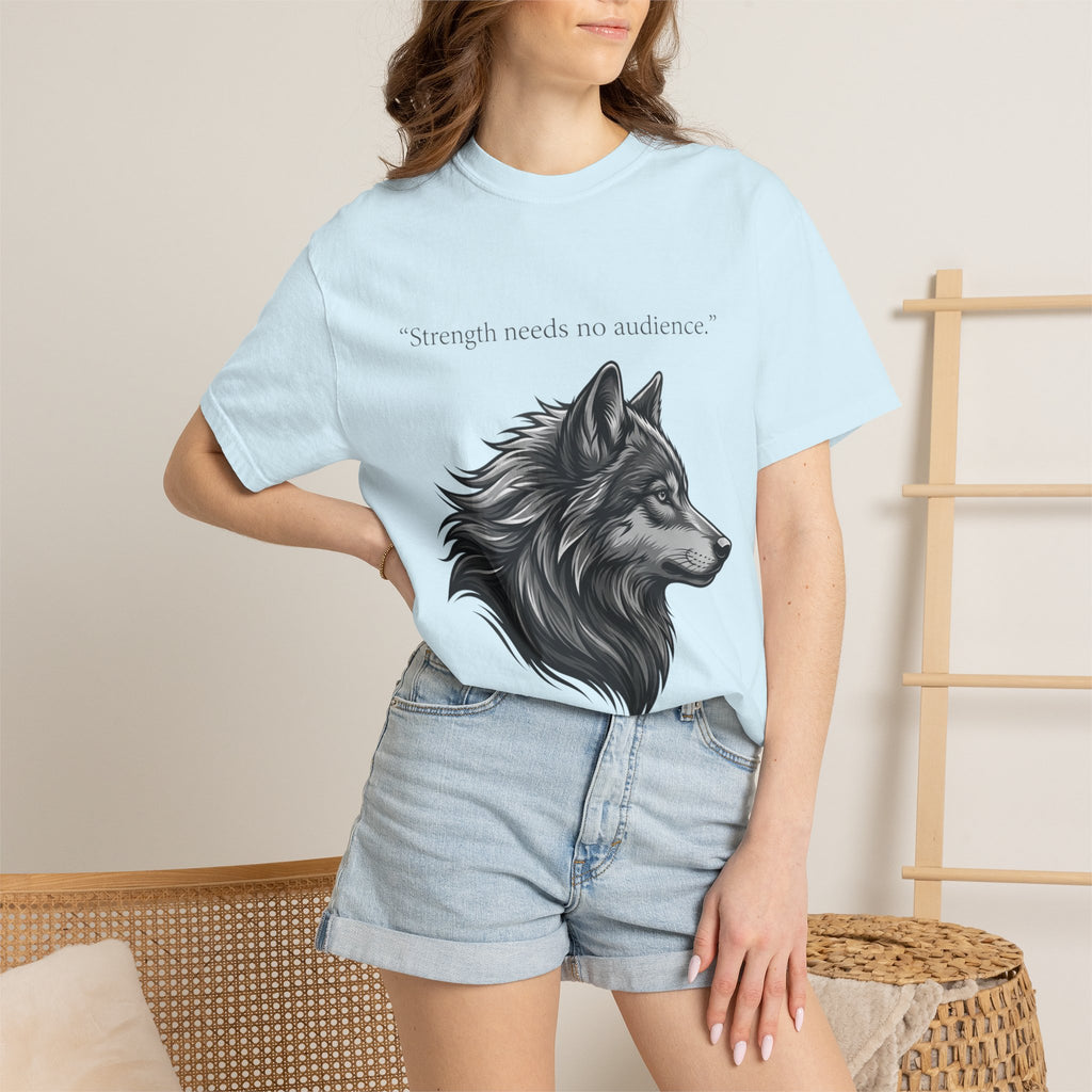 PRB Wolf Head T-Shirt — "Strength needs no audience" Inspirational Graphic Tee by Printify