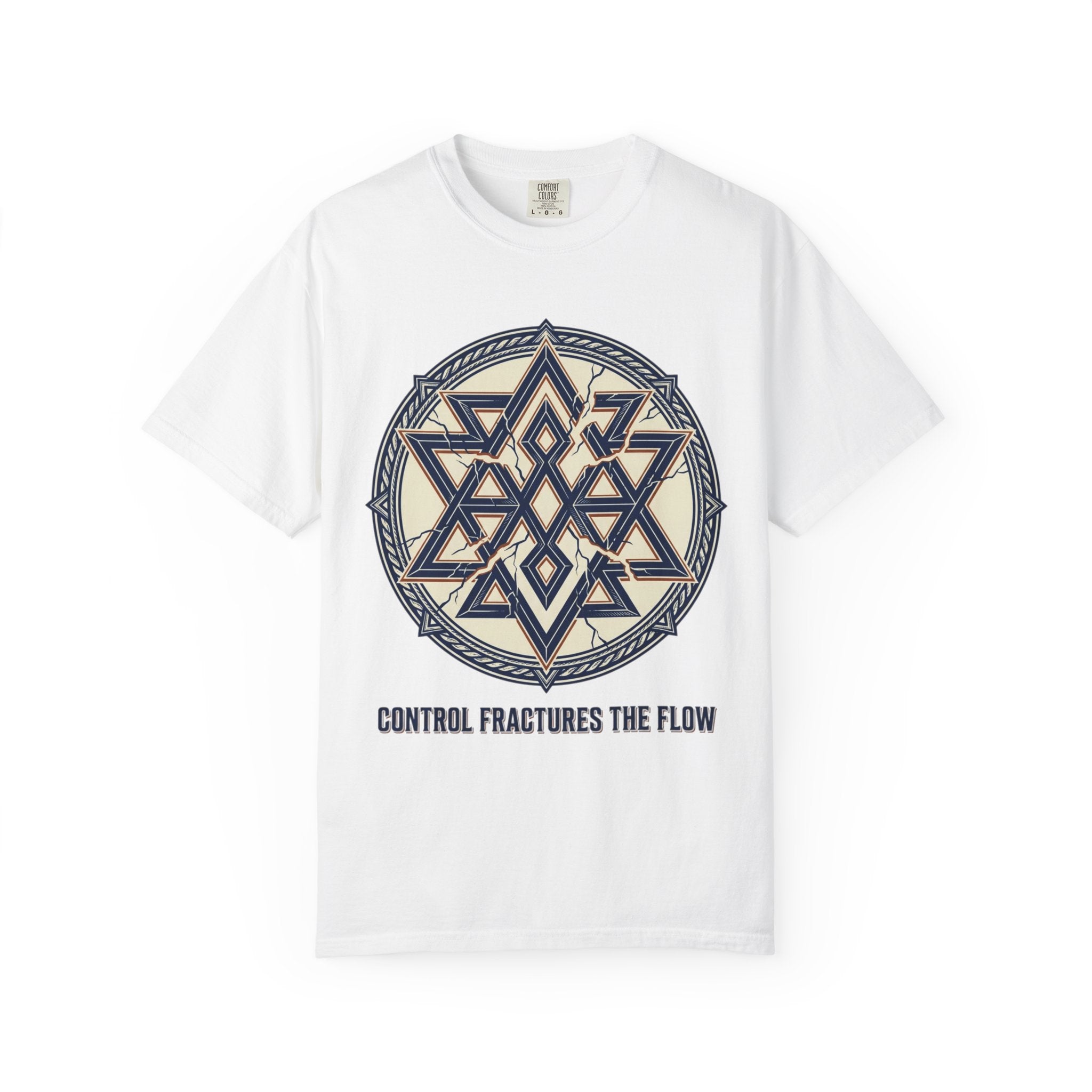 Power Runs Black PRB Geometric Star Mandala T-Shirt — "Control Fractures the Flow" Graphic Tee by Power Runs Black