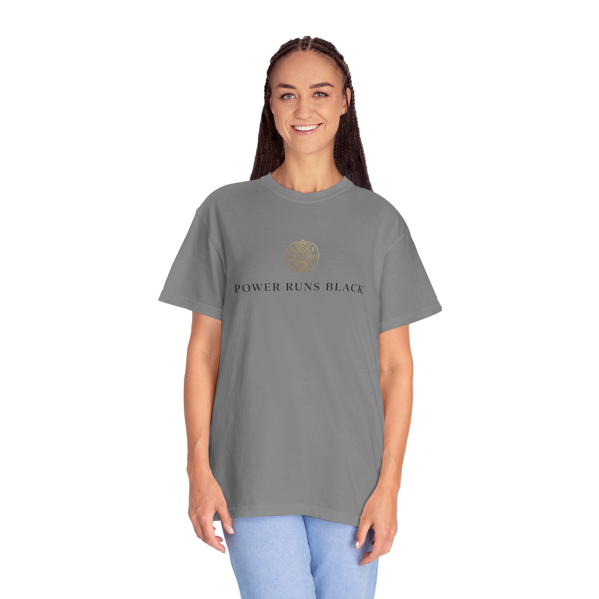 Power Runs Black PRB Graphic T-Shirt — Minimal Emblem Tee by Power Runs Black