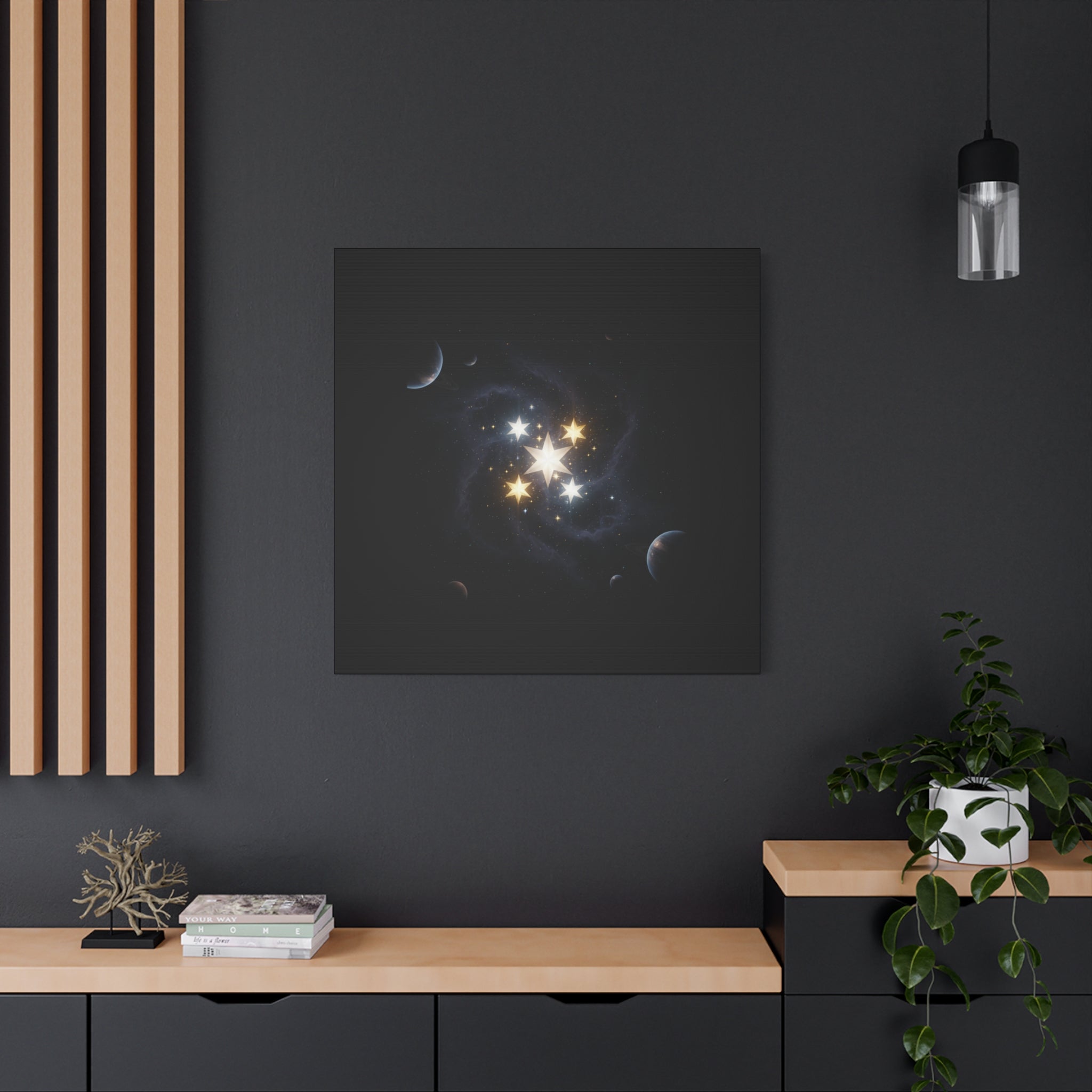 Power Runs Black PRB Glowing Star Constellation Canvas by Power Runs Black