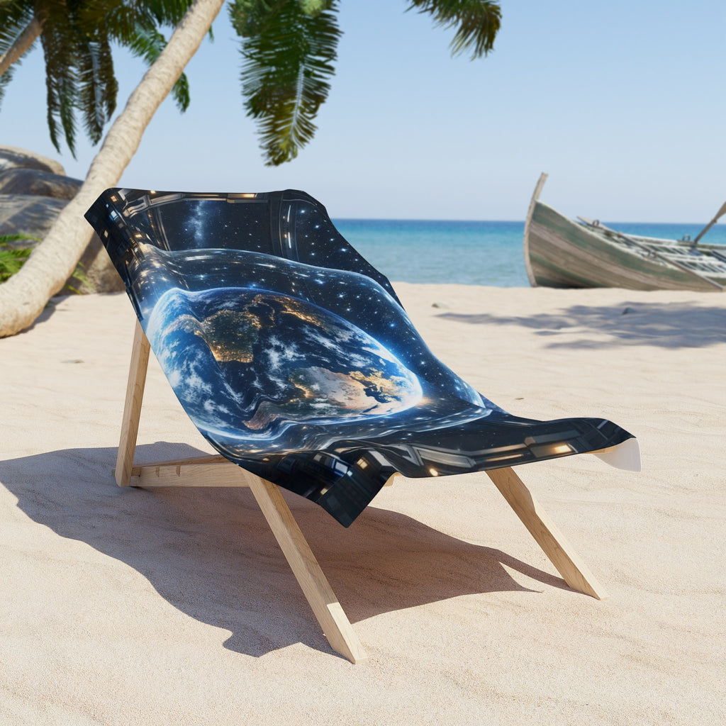 PRB Earth in Space beach towel | Planet Globe Astronomy print by Printify