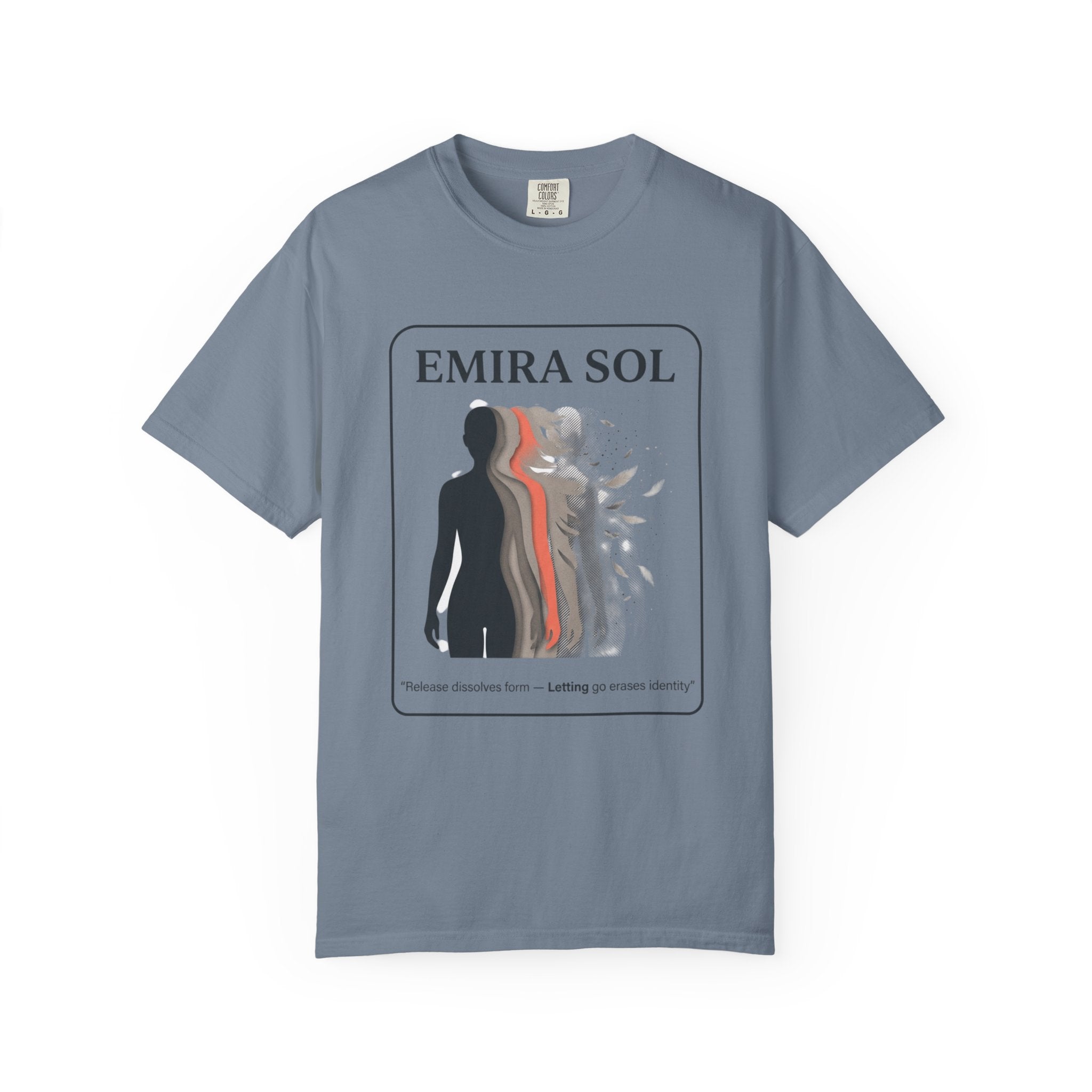 Power Runs Black PRB Emira Sol Graphic T-Shirt — Silhouette Art "Release Shadows" Tee by Printify