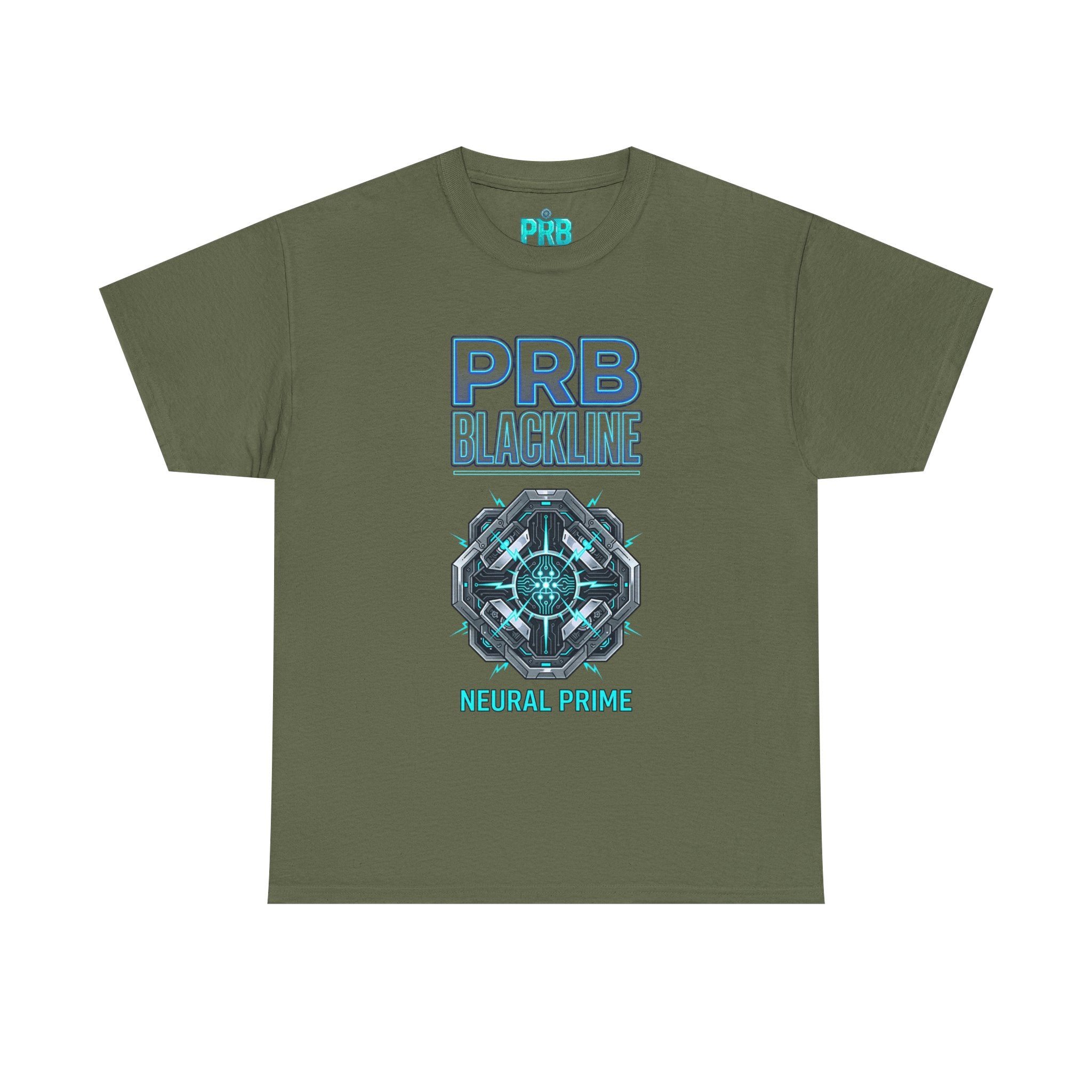 PRB Blackline Neural Prime Tech Tee — Futuristic Sci‑Fi Circuit Graphic T-Shirt by Power Runs Black