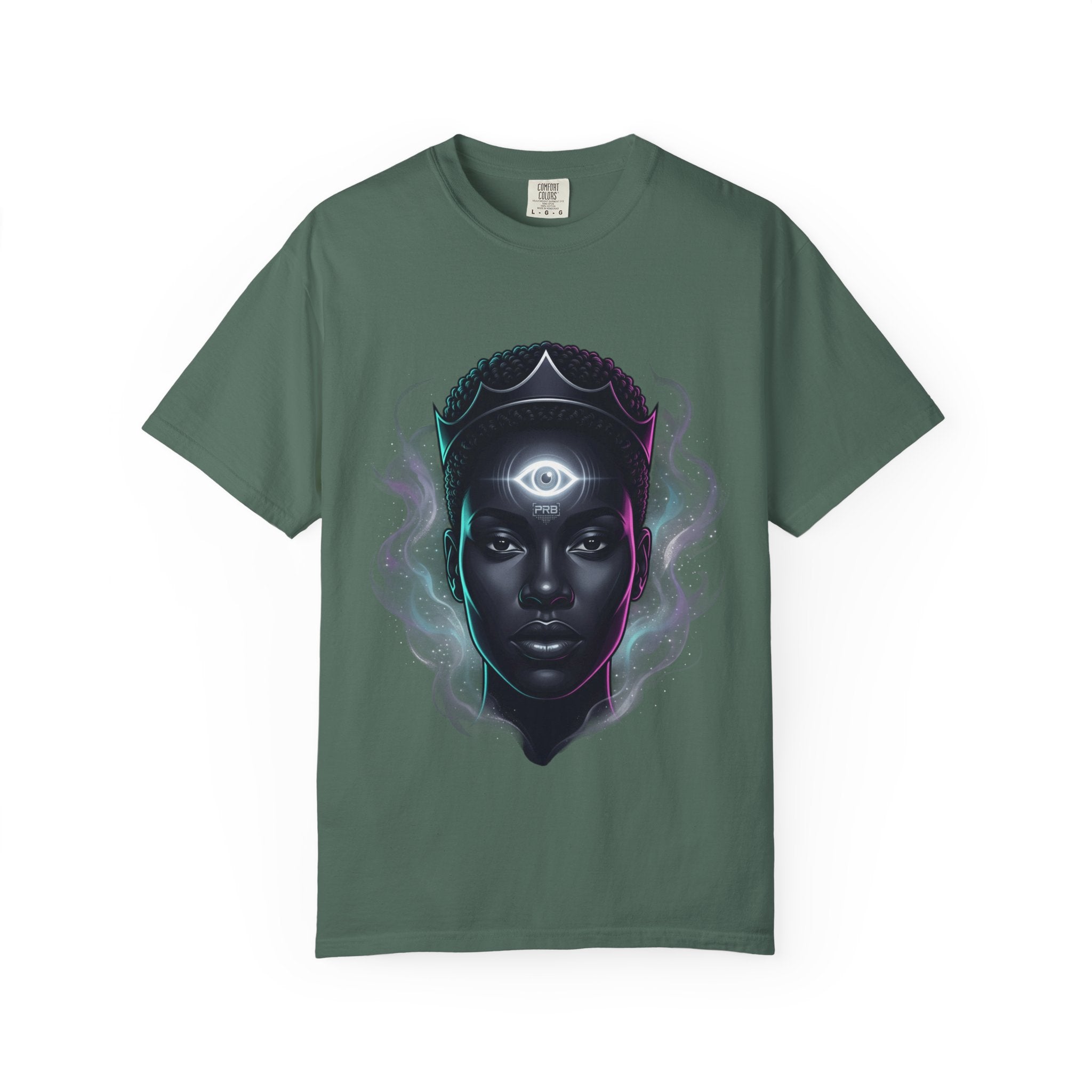 Printify PRB Third Eye Omni‑Vision Ascendant 4K Cosmic Portrait T-shirt | Mystic Black Face Artwork - T-Shirt