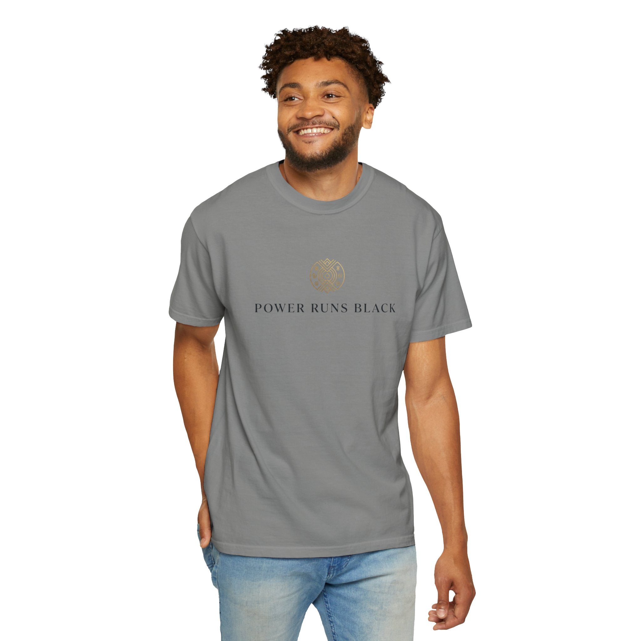 Power Runs Black PRB Graphic T-Shirt — Minimal Emblem Tee by Power Runs Black