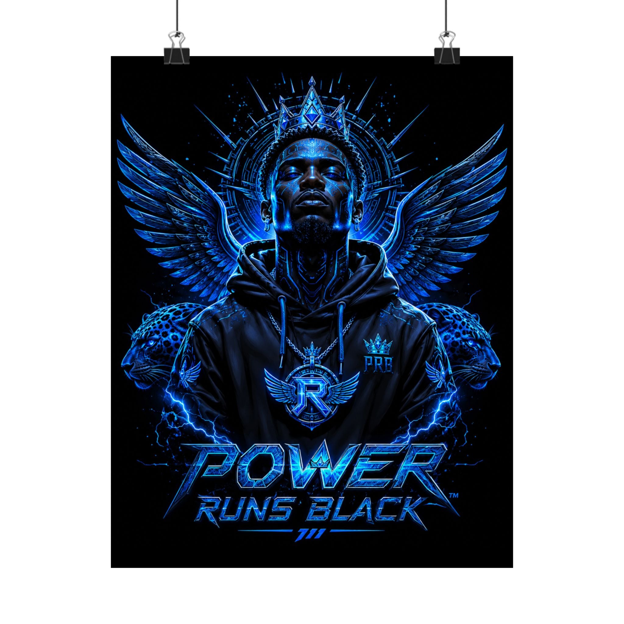 Power Runs Black Matte Poster — Urban Angel Portrait Wall Art by Power Runs Black