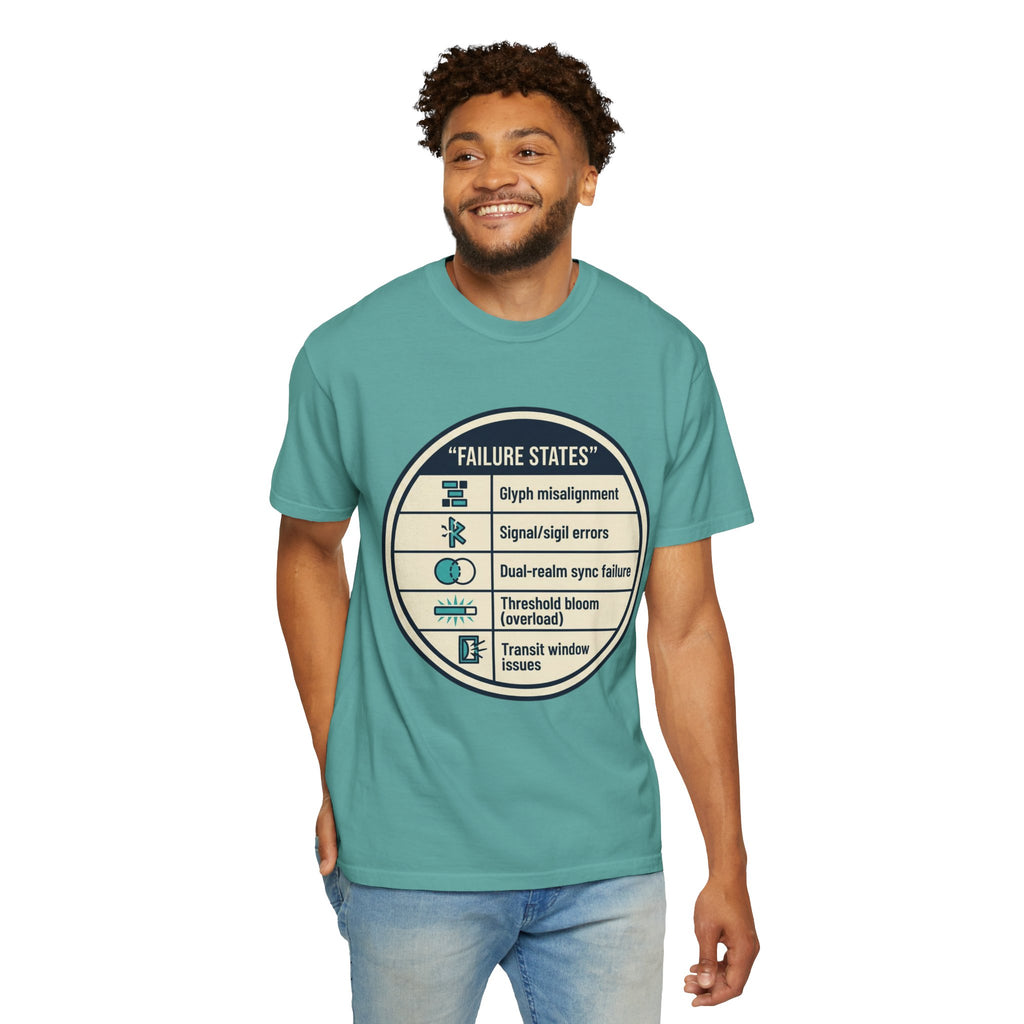 Power Runs Black PRB Failure States T-Shirt — Sci‑Fi Status Badge Graphic Tee by Printify