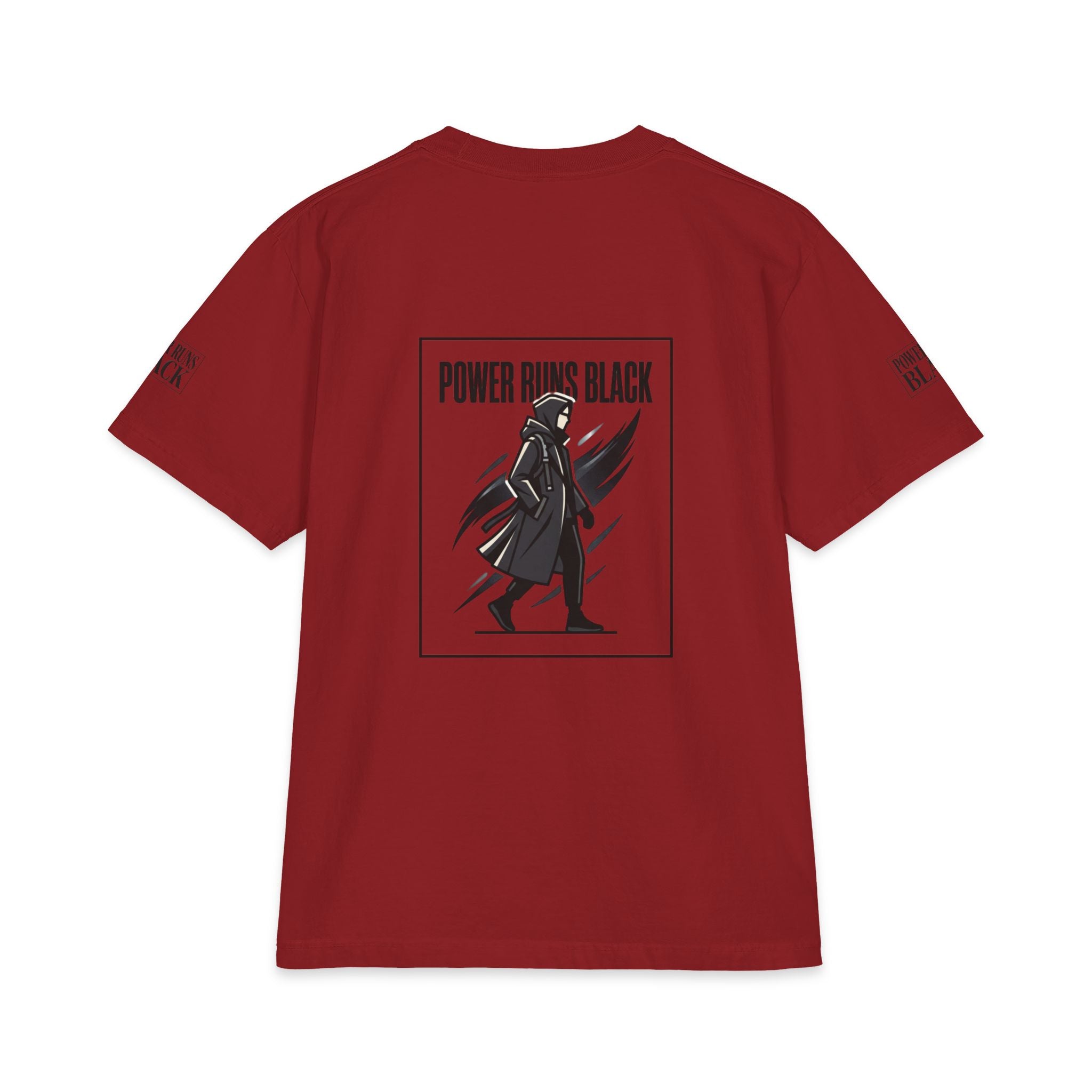 Power Runs Black Graphic T-Shirt — Bold Monochrome Streetwear by Printify
