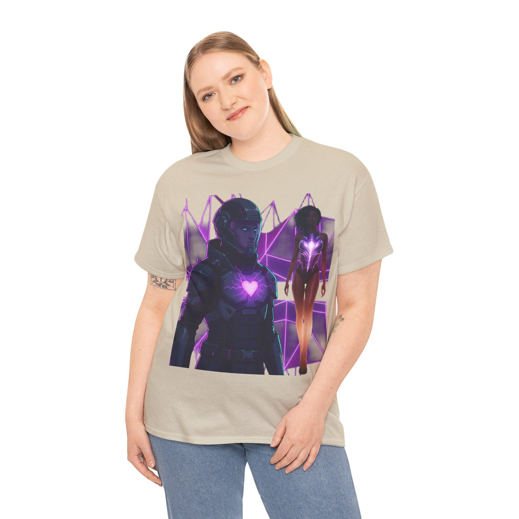 Power Run Black PRB Pretty Rich Bitch The Collection Purple Heart Cyberpunk Knight T-Shirt | Futuristic Armor Sci‑Fi Tee by Printify