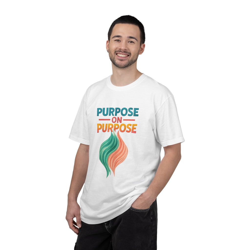 PRB Purpose On Purpose T-Shirt — Inspirational Graphic Tee with Abstract Wave Design by Power Runs Black