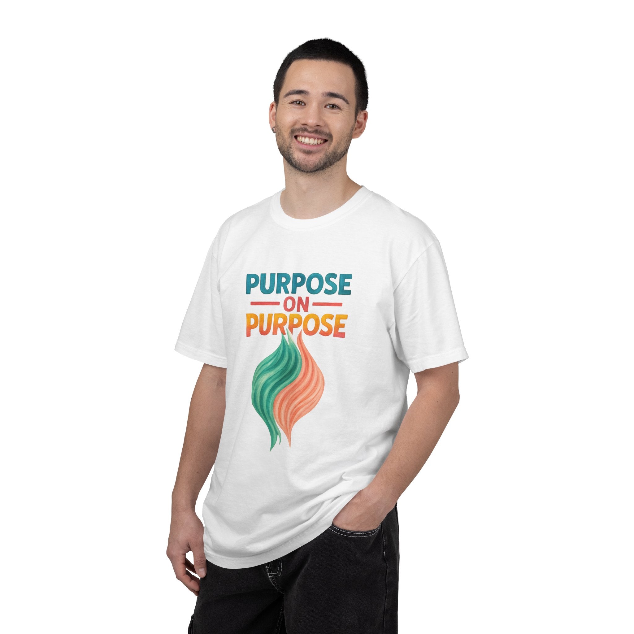 PRB Purpose On Purpose T-Shirt — Inspirational Graphic Tee with Abstract Wave Design by Power Runs Black