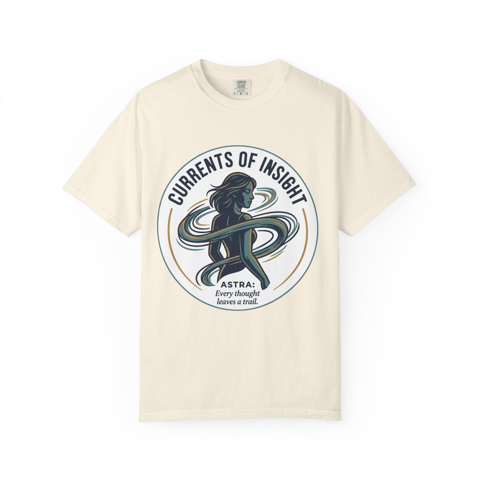 Power Runs Black Currents of Insight T-Shirt — 'Astra: Every thought leaves a trail' Graphic Tee by Power Runs Black