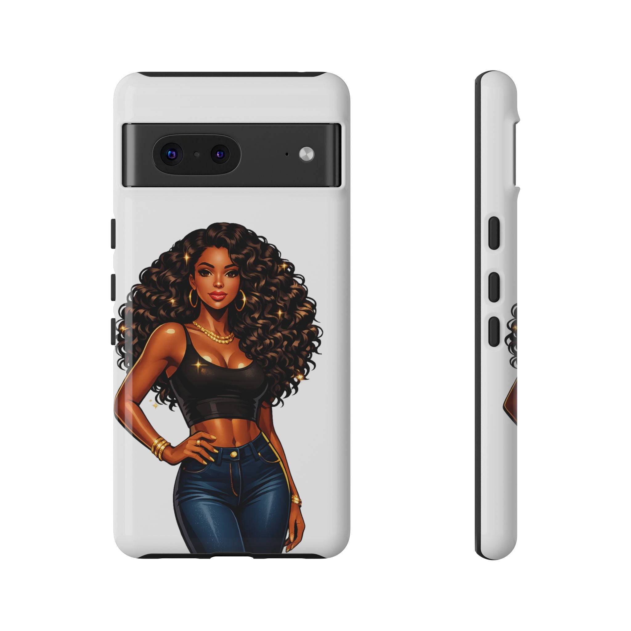 Pretty Rich Bitch by PRB Curly Hair Phone Case by Power Runs Black