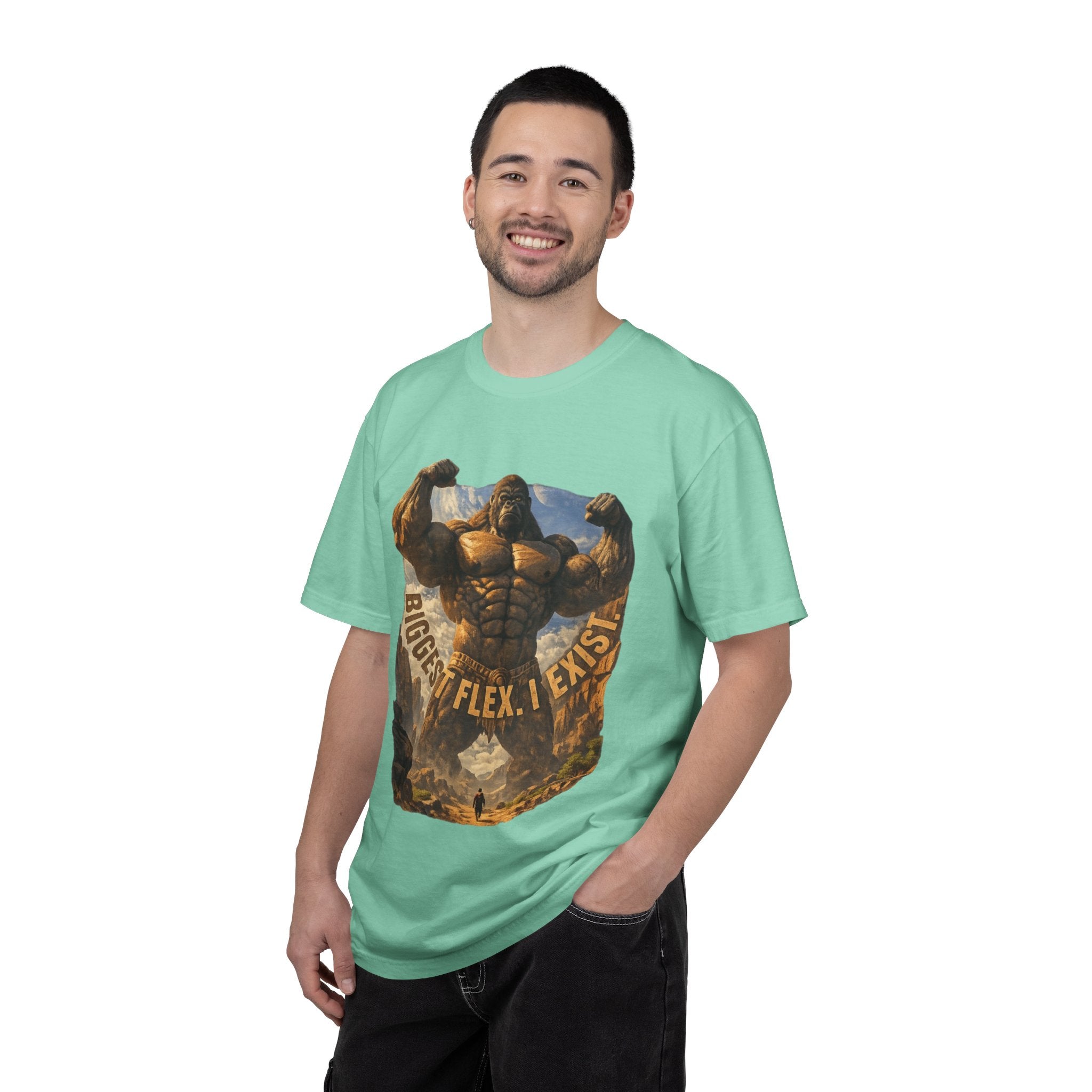 Power Runs Black PRB Biggest Flex I Exist T-Shirt — Funny Muscle Gorilla Graphic Tee by Printify