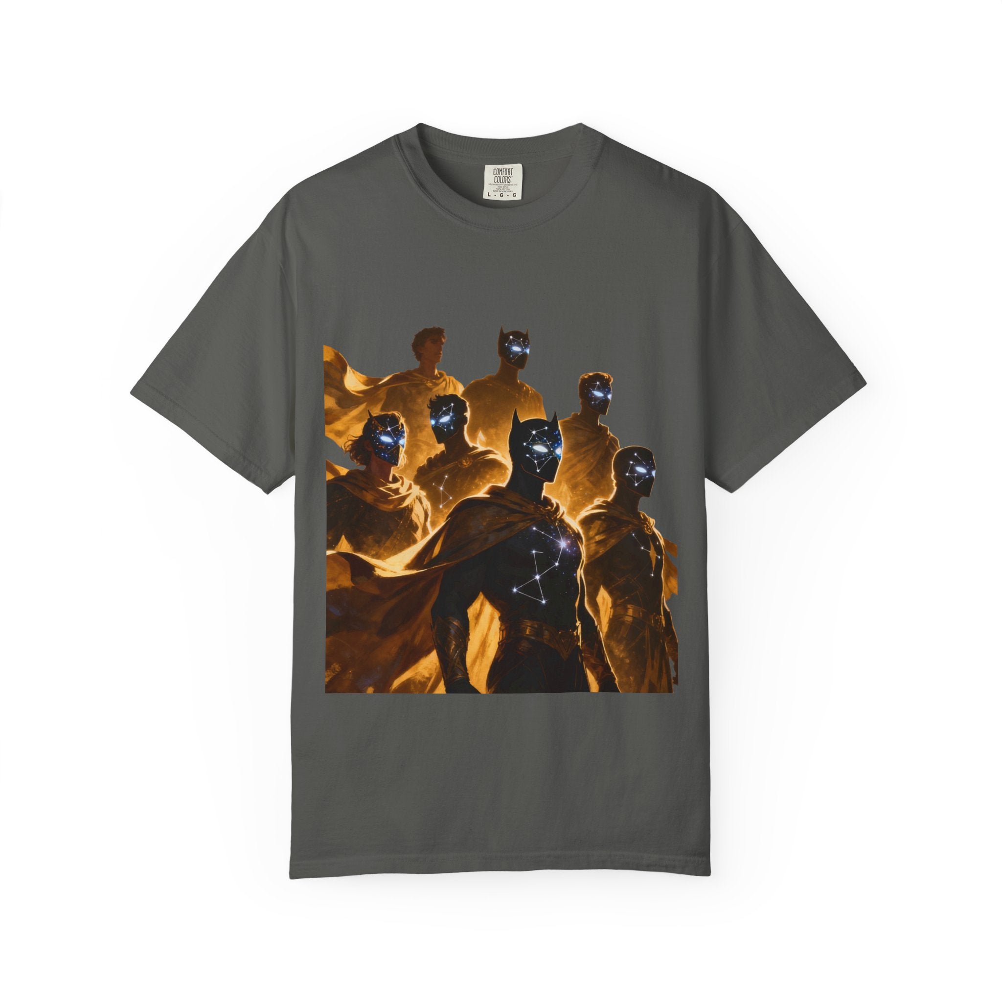 PRB Cosmic Heroes Graphic Tee (Golden Cloaks & Starry Faces) by Printify