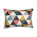 PRB Geometric Triangle & Diamond Lumbar Pillow — Mid-Century Modern Accent Cushion by Power Runs Black