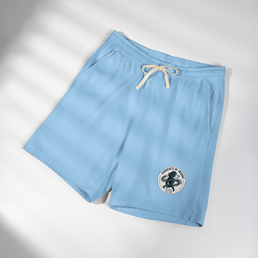 Power Runs Black Lightweight Fleece Sweat Shorts — Vintage Surf Patch by Power Runs Black