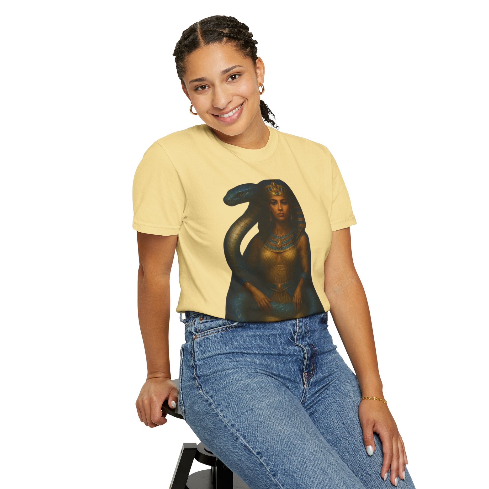 PRB Egyptian Goddess with Snake T-Shirt | Pharaoh Serpent Art Tee by Power Runs Black