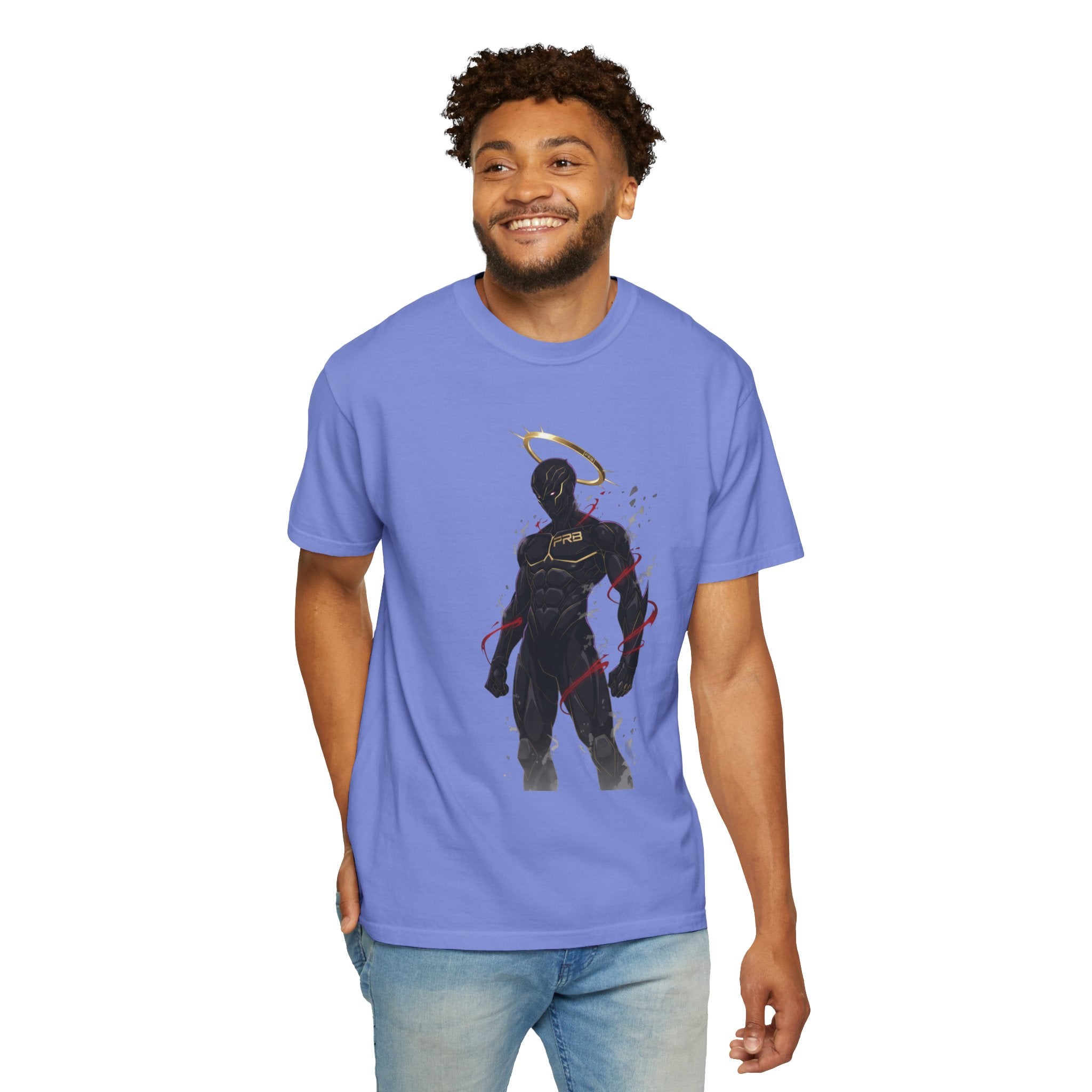PRB Shadow Hero Graphic T-Shirt — Haloed Vigilante Illustration by Power Runs Black