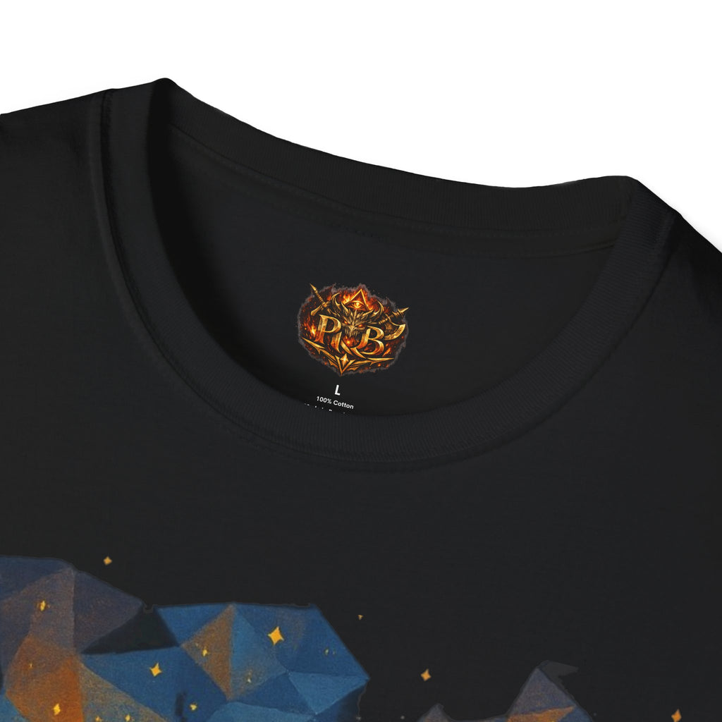 PRB Flame Silhouette Warrior T-Shirt | Fiery Geometric Backdrop by Power Runs Black