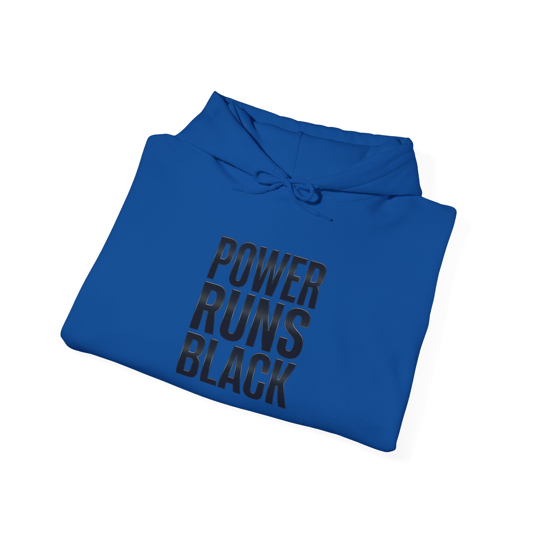 Power Runs Black Hoodie — Bold Graphic Athletic Streetwear by Printify