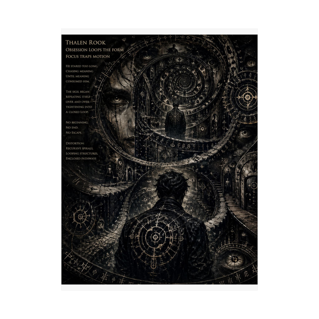 Power Runs Black Dark Surreal Poster — Spiral Dreamscape Matte Vertical Art Print by Power Runs Black
