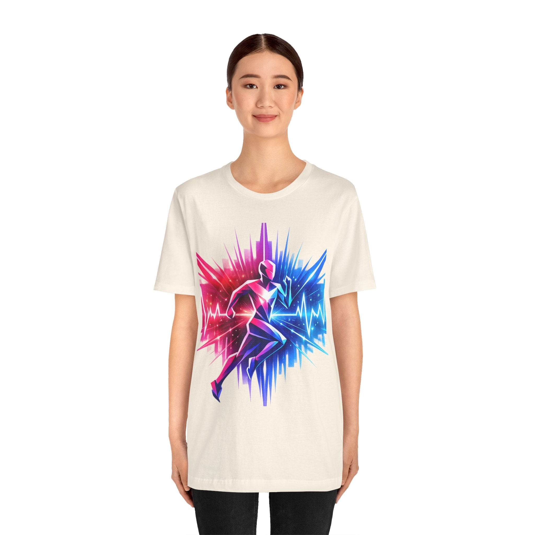 Power Runs Black PRB Running Pulse Graphic Tee — Neon Runner Heartbeat Sports T‑Shirt by Power Runs Black