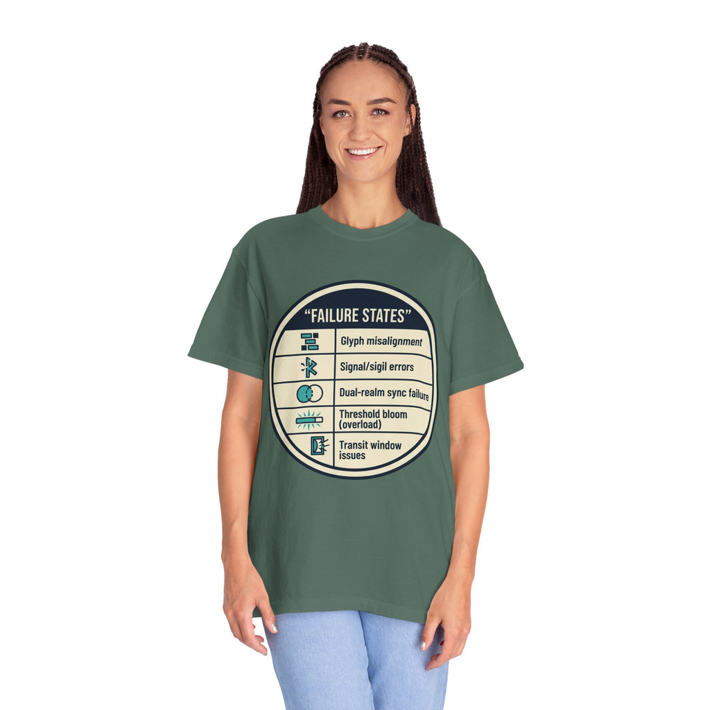 Power Runs Black PRB Failure States T-Shirt — Sci‑Fi Status Badge Graphic Tee by Power Runs Black