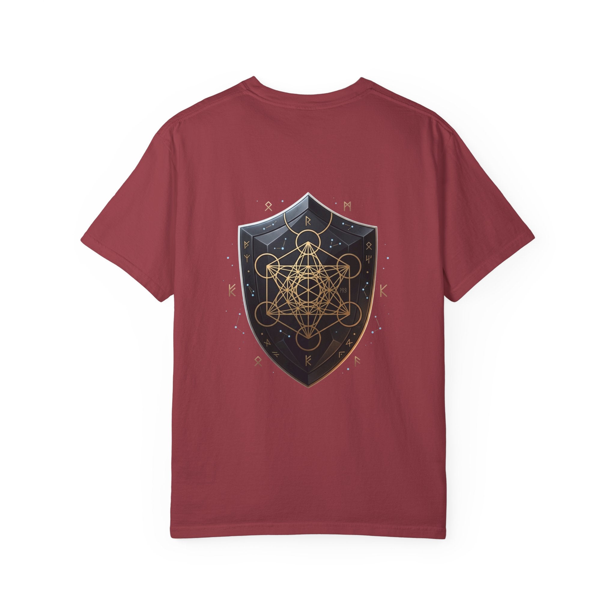 Power Runs Black Mystic Compass Disc T-Shirt — Geometric Gold & Black Emblem Tee by Printify