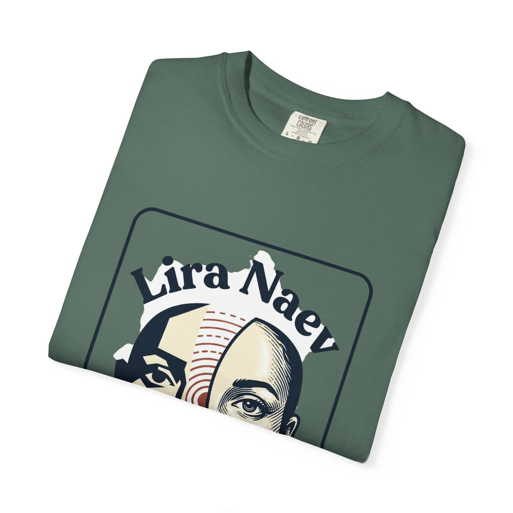 Power Runs Black PRB Lira Naev Split-Face Graphic T-Shirt — “Perception shifts the center” Statement Tee by Printify