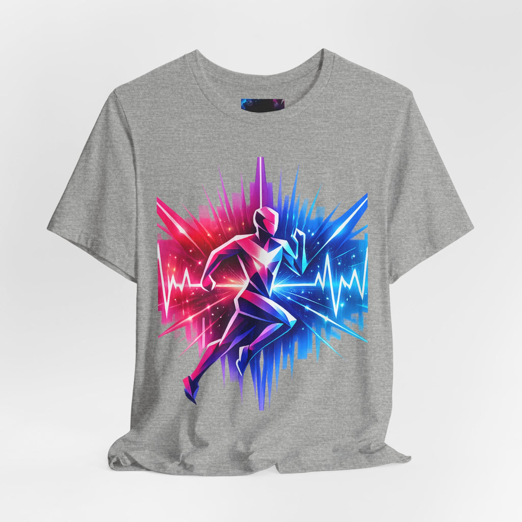 Power Runs Black PRB Running Pulse Graphic Tee — Neon Runner Heartbeat Sports T‑Shirt by Power Runs Black