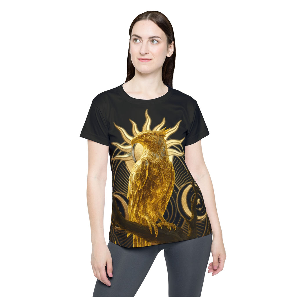 PRB Golden Eagle Illustration Women's Jersey | Night Forest Raptor Graphic by Power Runs Black
