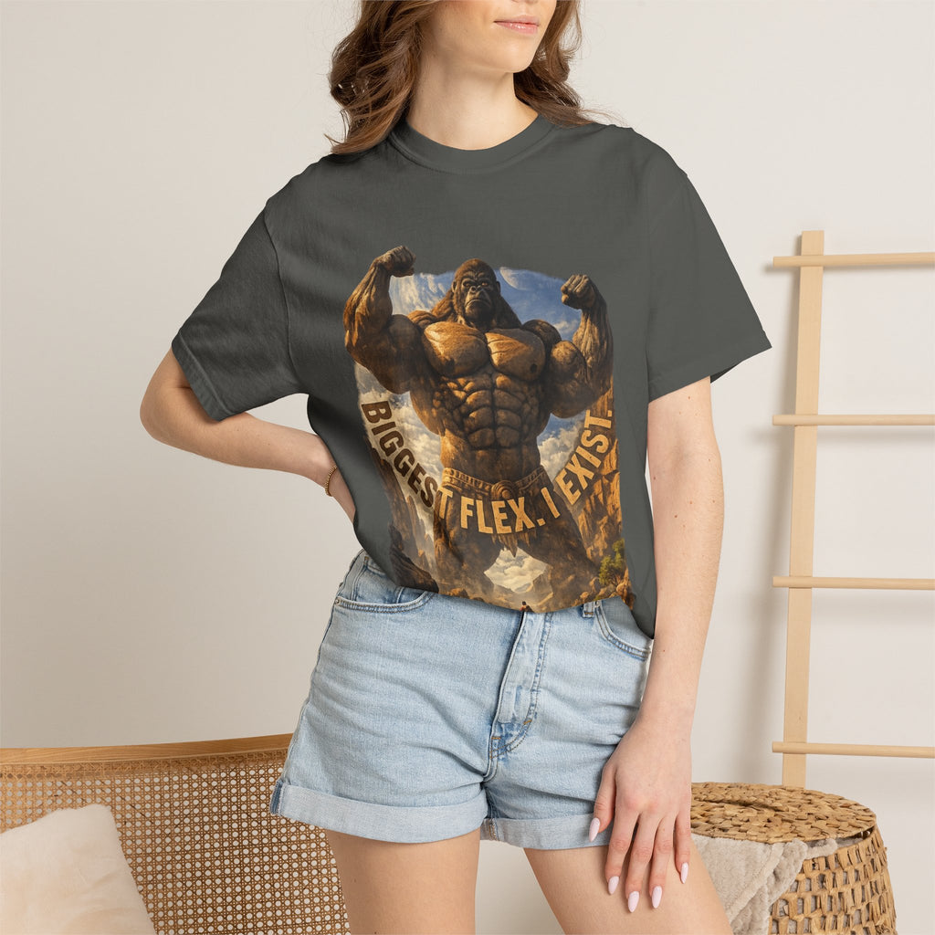 PRB Biggest Flex I Exist T-Shirt — Funny Muscle Gorilla Graphic Tee by Power Runs Black