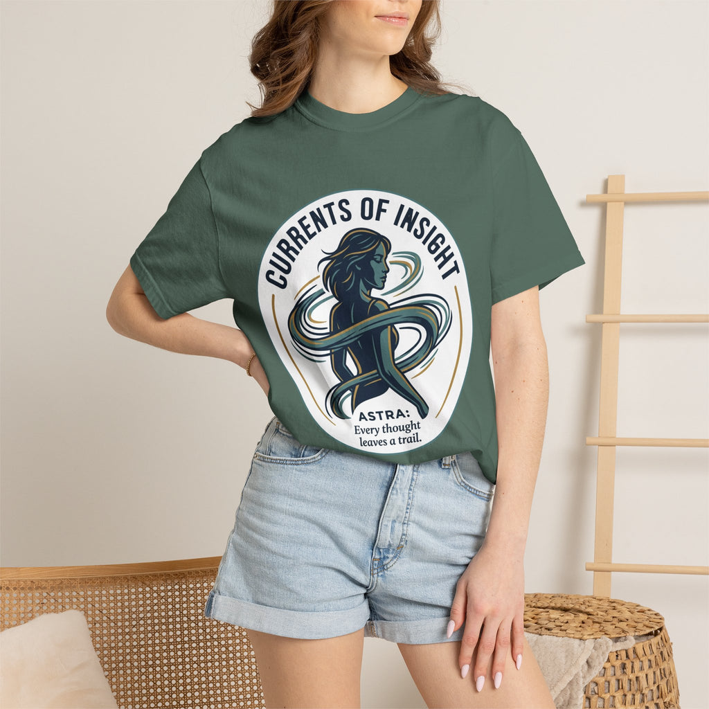 Power Runs Black Currents of Insight T-Shirt — 'Astra: Every thought leaves a trail' Graphic Tee by Power Runs Black