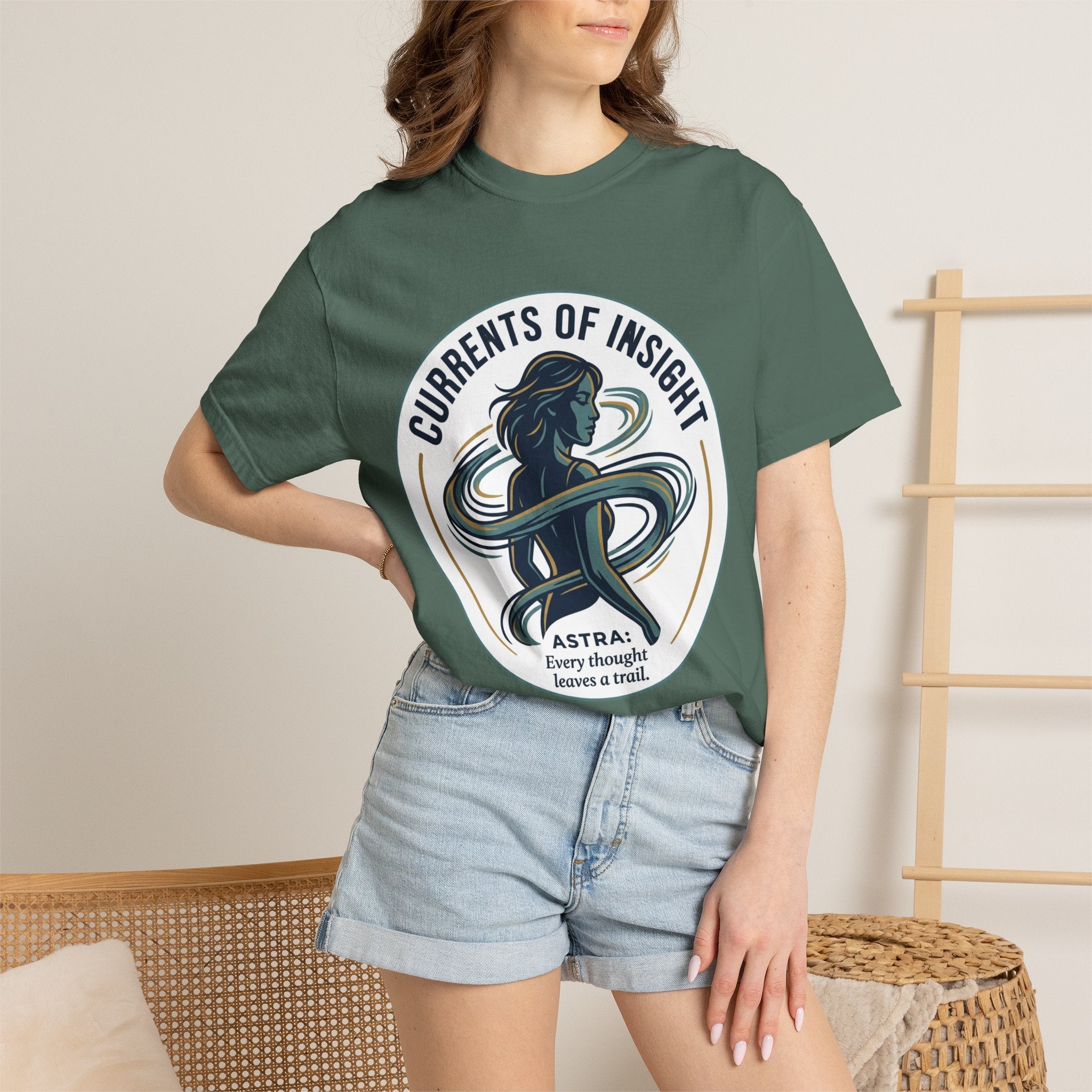 Power Runs Black Currents of Insight T-Shirt — 'Astra: Every thought leaves a trail' Graphic Tee by Power Runs Black