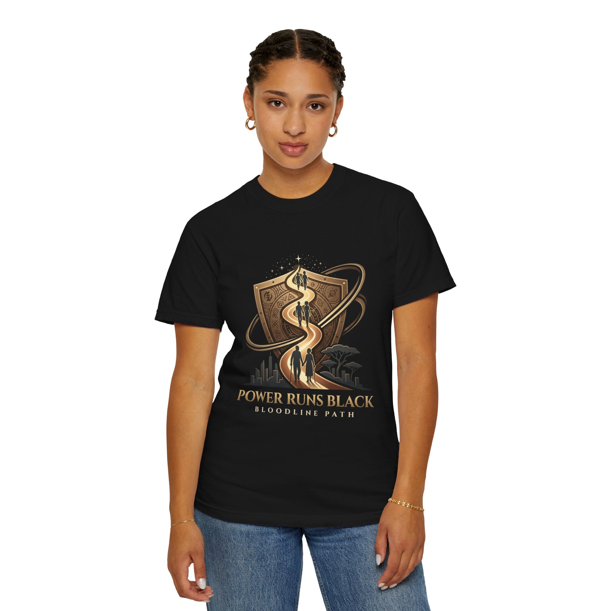 PRB Shield City Skyline Graphic T-Shirt | Serpent Emblem Streetwear Tee by Printify