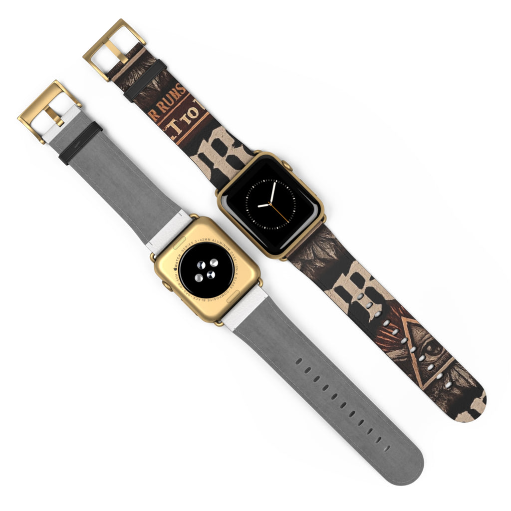 Power Runs Black PRB Blackline Tech Mystic All-Seeing Eye Watch Band — Vintage Occult Graphic Apple Watch Strap by Power Runs Black