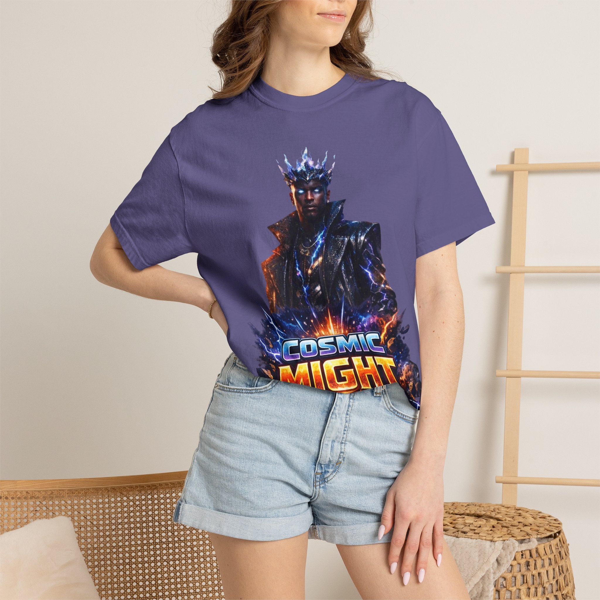 PRB Cosmic Might Unleashed T-shirt | Space Warrior Graphic Tee by Power Runs Black