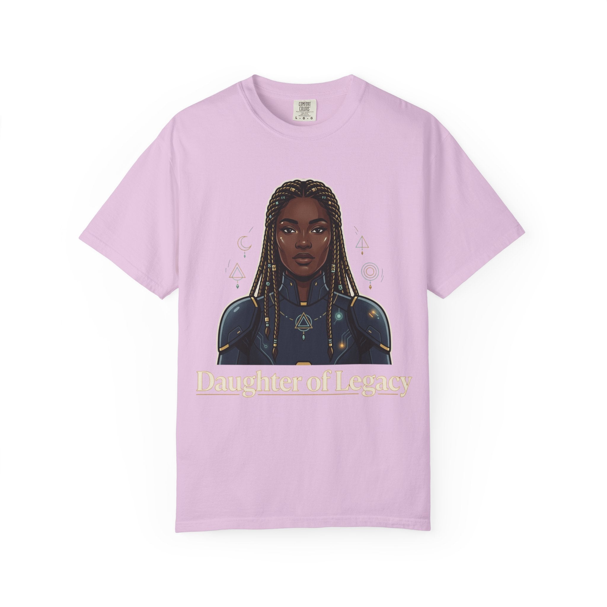 Power Runs Black Daughter of Legacy Graphic T-Shirt | Black Girl Magic Portrait Tee by Printify