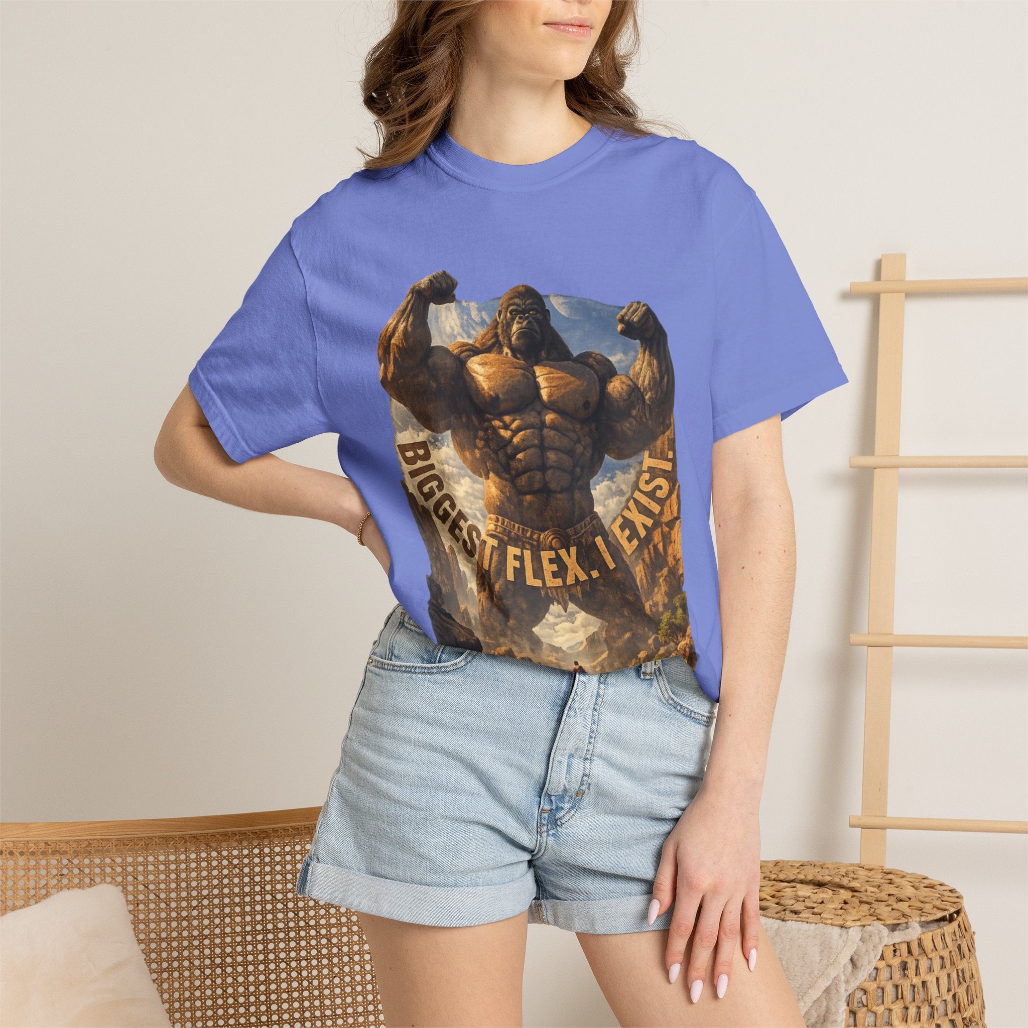 PRB Biggest Flex I Exist T-Shirt — Funny Muscle Gorilla Graphic Tee by Power Runs Black