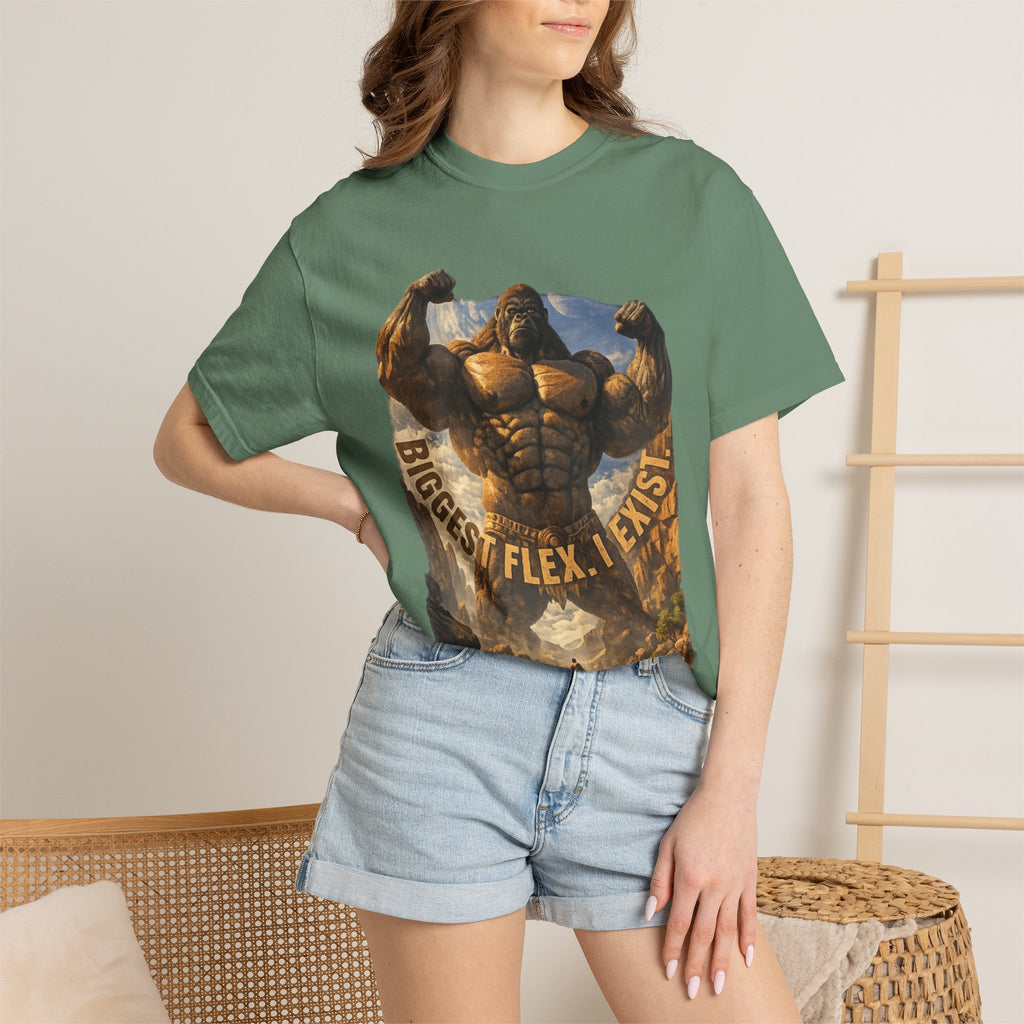 PRB Biggest Flex I Exist T-Shirt — Funny Muscle Gorilla Graphic Tee by Power Runs Black