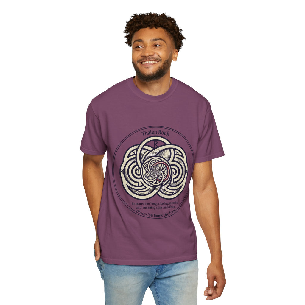 Power Runs Black PRB Thalen Rook Celtic Knot Graphic T-Shirt — "He stared too long..." Quote Tee by Printify