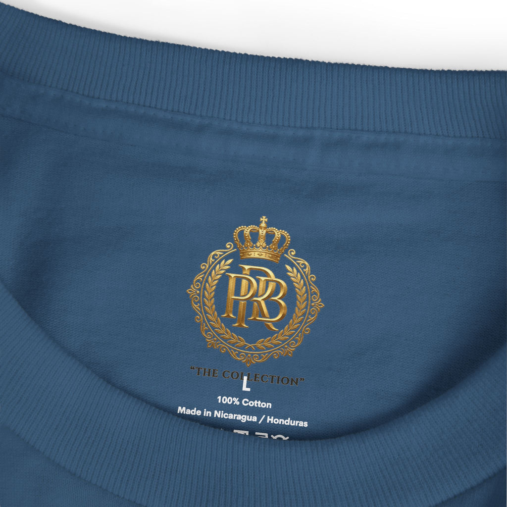 PRB Graphic Tee — Golden Gothic Shield Chest & Back Design by Power Runs Black