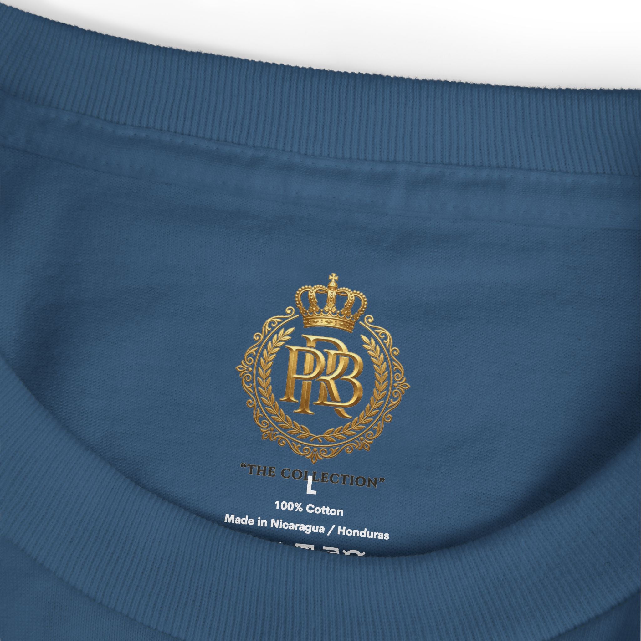 PRB Graphic Tee — Golden Gothic Shield Chest & Back Design by Power Runs Black