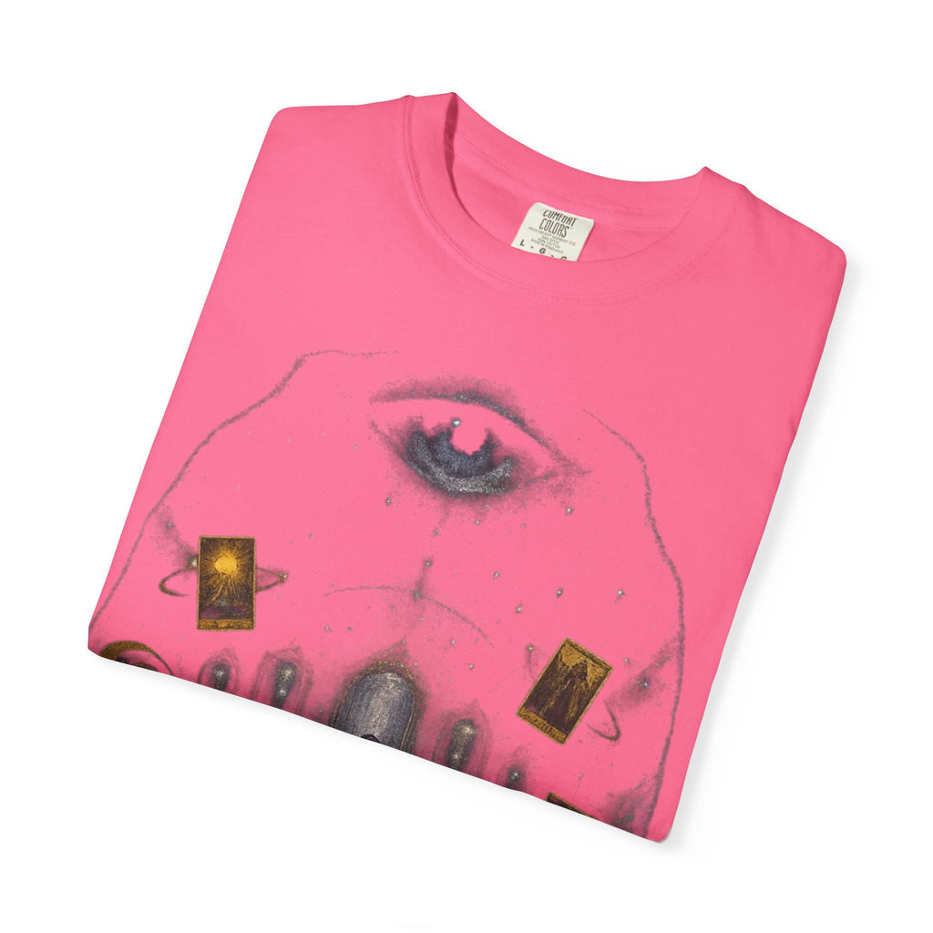 PRB Occult Tarot Skull T-Shirt — Mystic Eye & Shadow Figure Graphic by Power Runs Black