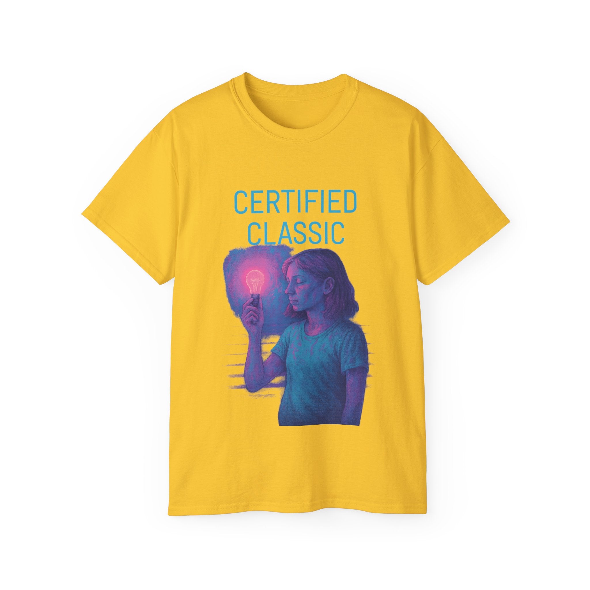 PRB Certified Classic portrait tee | Retro portrait holding light by Power Runs Black
