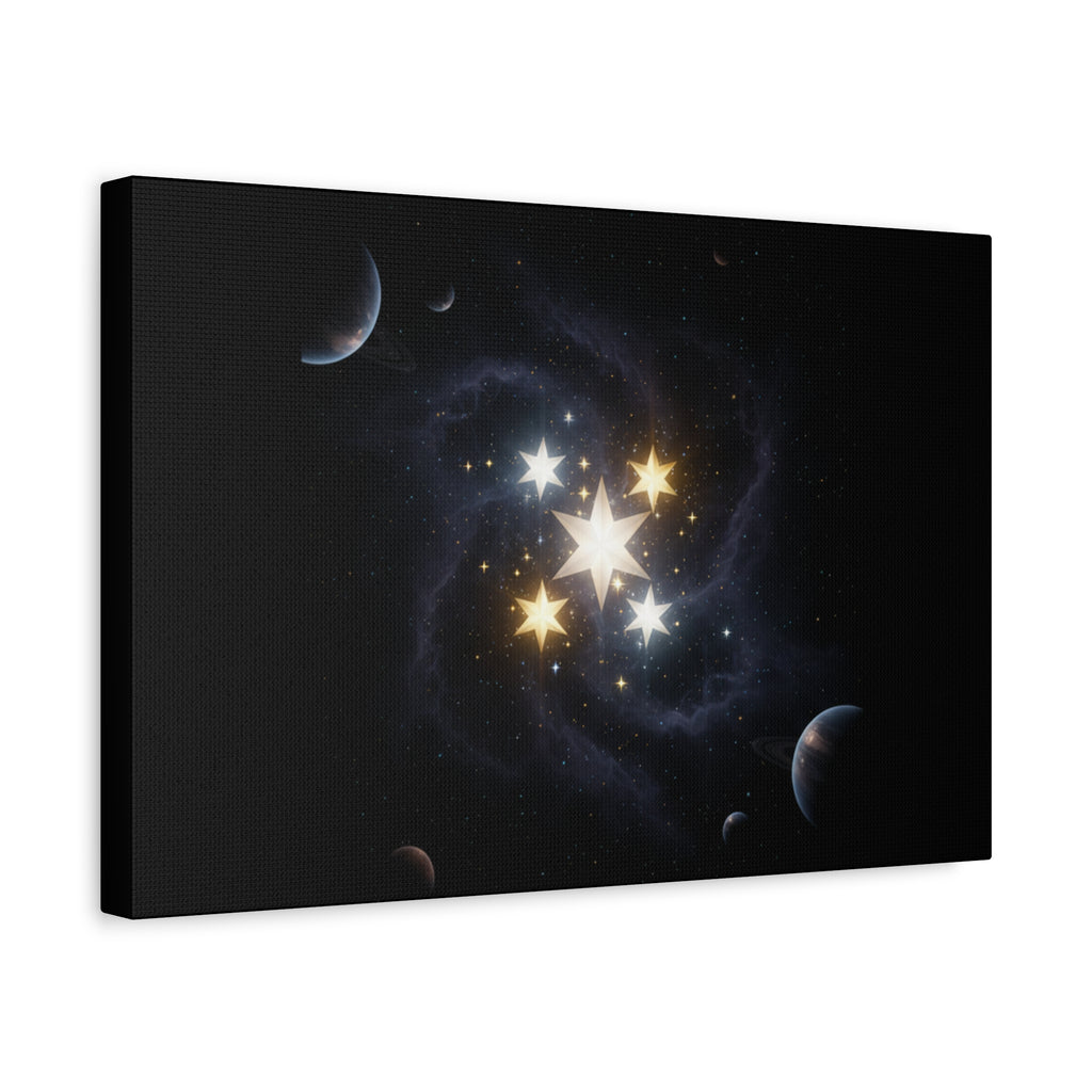 PRB Celestial Star Cluster Matte Canvas Print — Cosmic Planets Wall Art by Printify