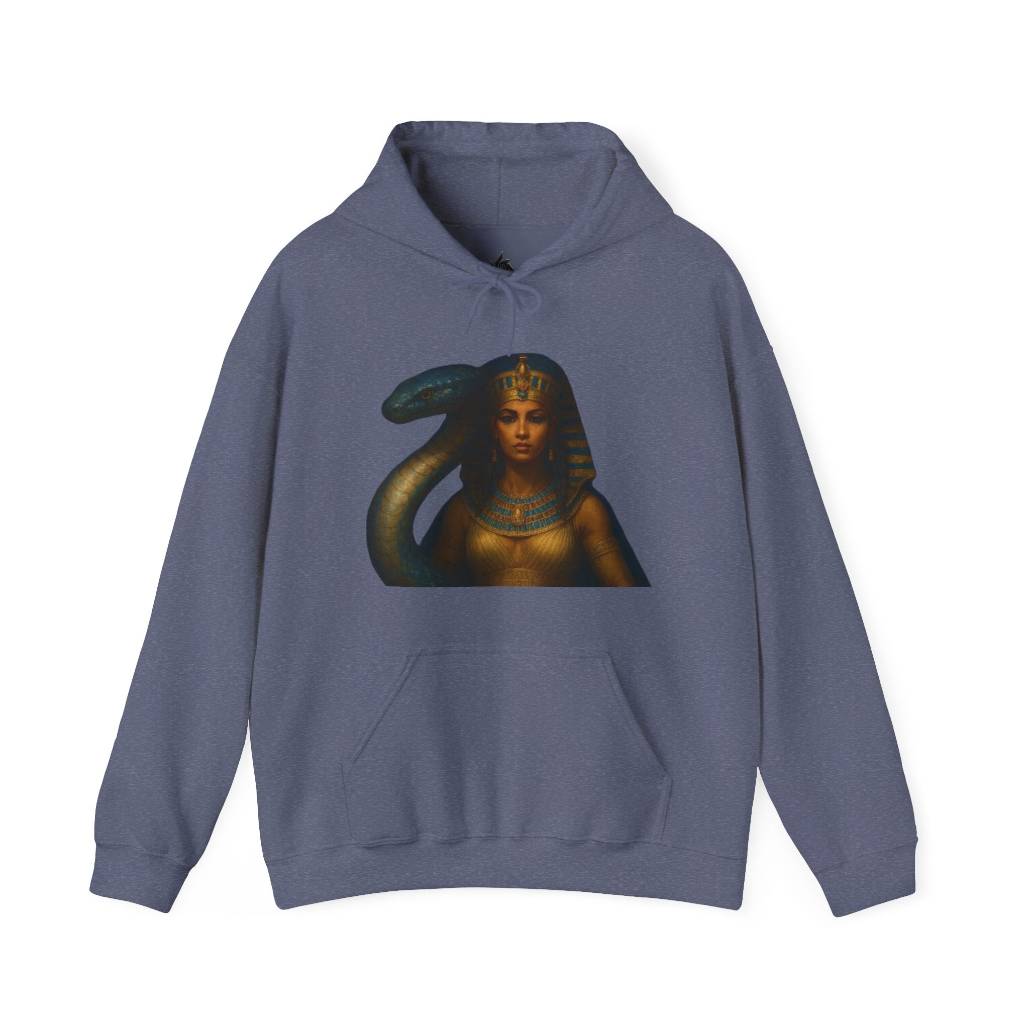 PRB Egyptian Goddess Portrait Hoodie | Serpent Headdress, Ancient Queen Art by Printify