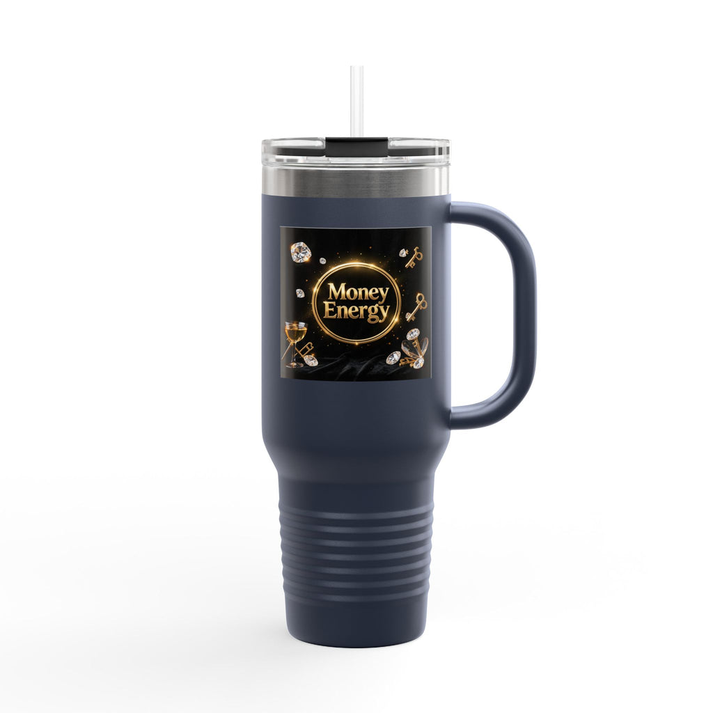 PRB 40oz Insulated Travel Mug — "Money Energy" Motivational Design by Power Runs Black
